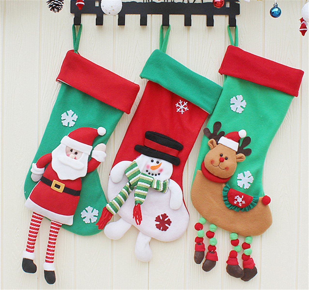 クリスマスブーツ Amazon | SUJESI クリスマスブーツ お菓子 靴下 キャンディ入れ 大判